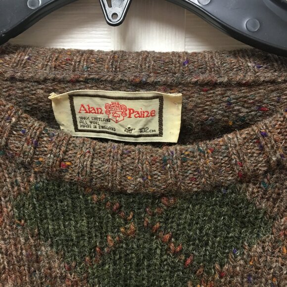 Vintage Alan Paine shetland wool argyle sweater 40" small - Picture 3 of 11